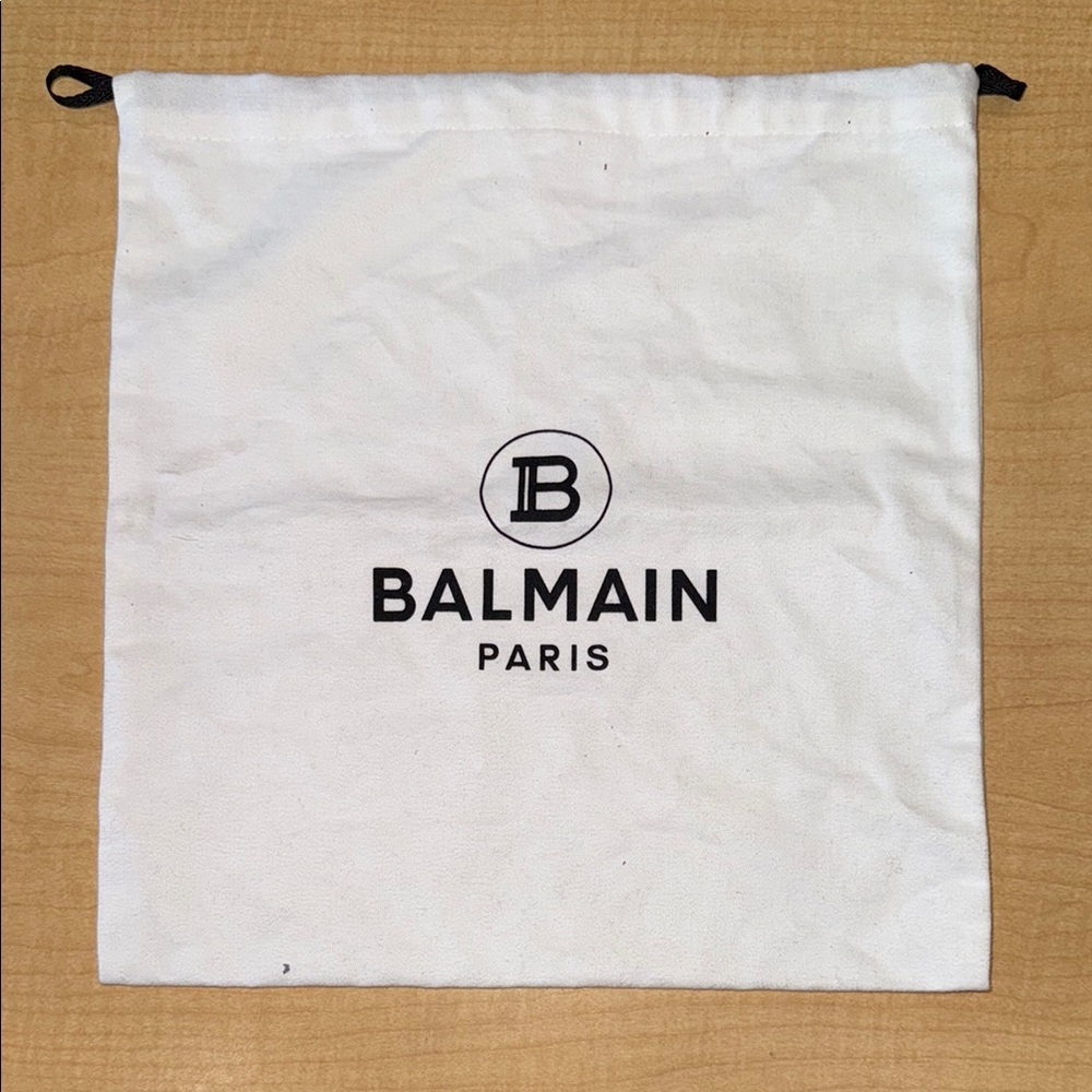 Balmain White Cotton Dust Bag with Logo